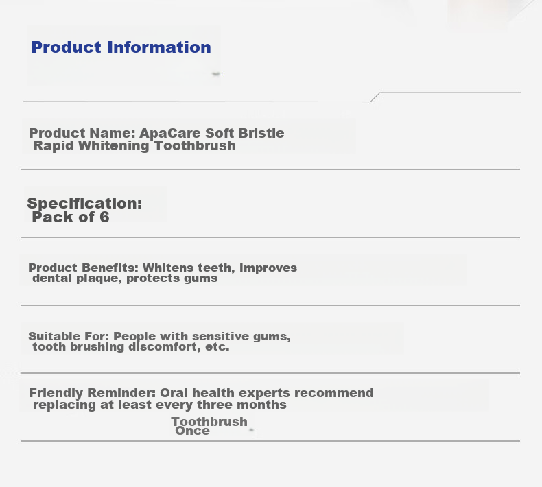 ApaCare Soft Bristle Wide Head Toothbrush Adult Top 10 Brand JD Self-operated Unisex Gift Box 6-Pack 14