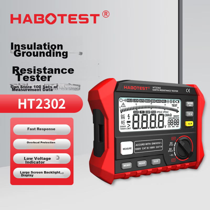 HABOTEST HT2302 Ground Resistance Tester Megohmmeter Electrician Insulation Resistance Tester