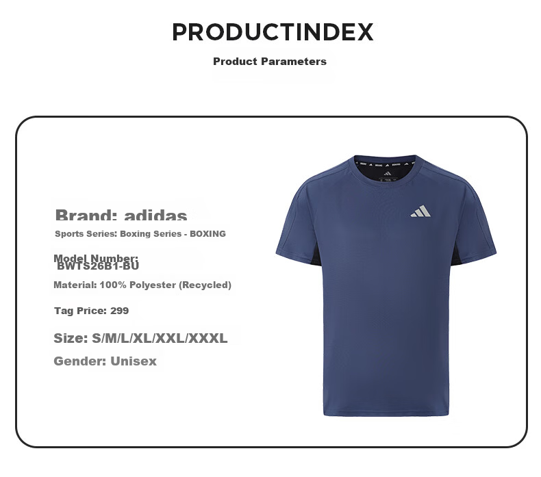Adidas Summer Sports Short Sleeve Moisture-Wicking Lightweight Breathable Fitness Running Casual Colorblock T-Shirt 2XL Blue/Black 7