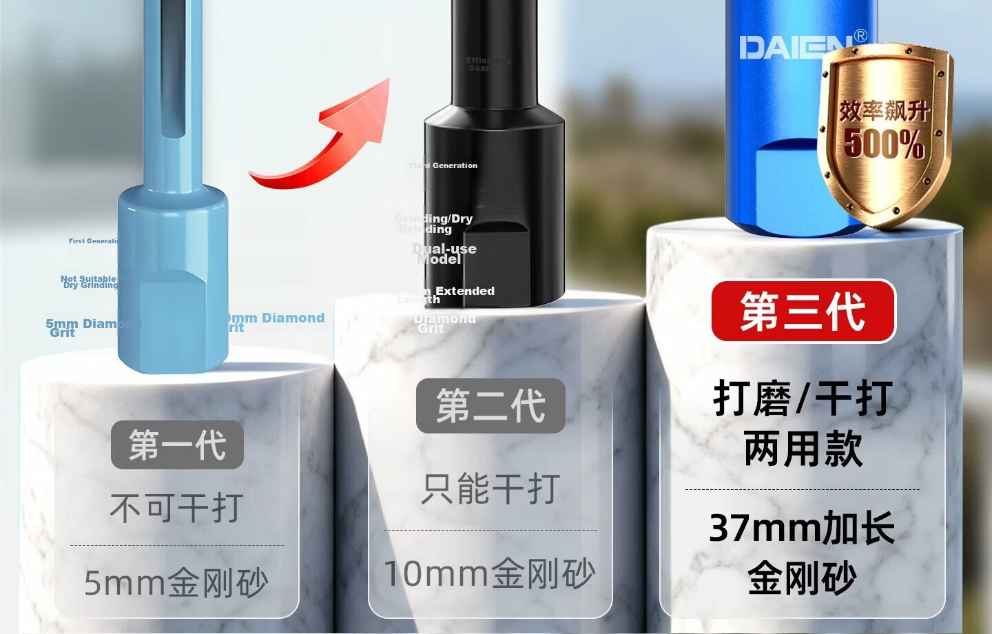DAIEN Tile Drill Bit Dry Drilling No Chipping Angle Grinder Marble Tile Glass Hole Saw 8mm 5