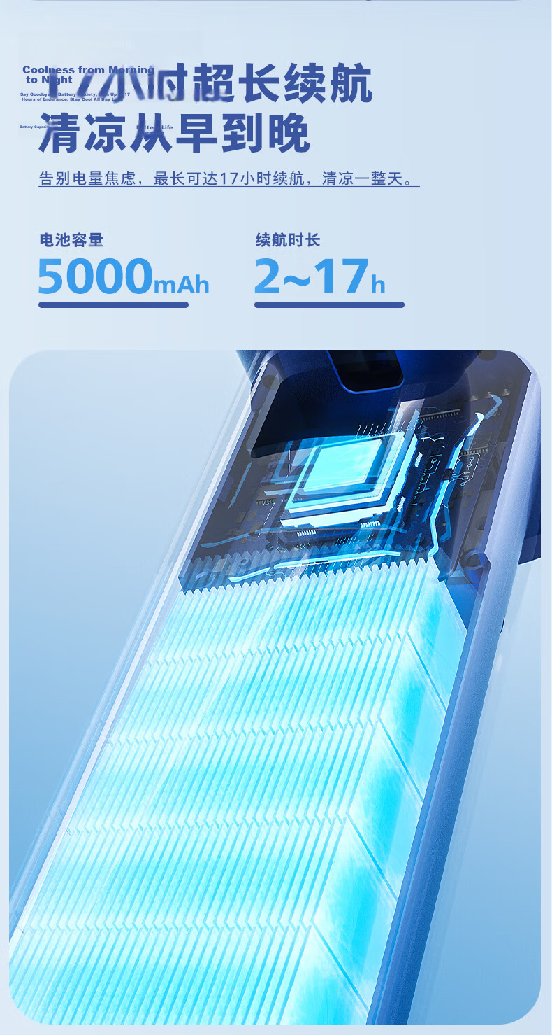 PHILIPS Handheld Mini Fan Metal Body 100-Speed Ultra High Wind Power Long Battery Life Rechargeable Cooling Portable Outdoor Desktop Fan for Students 7