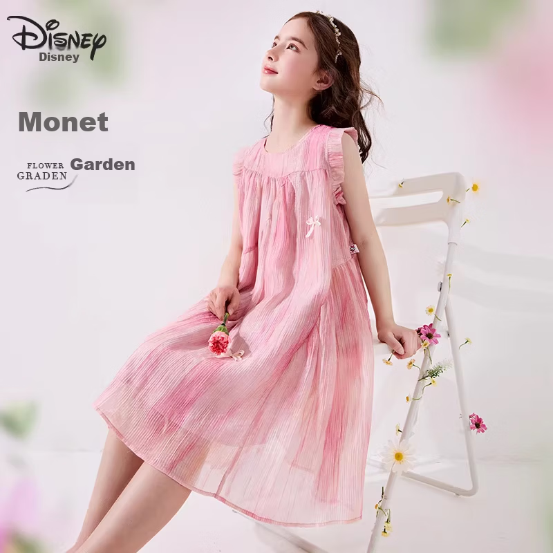 Disney Girls Summer Dress New Children's Tencel Chiffon Princess Dress EQ018 Yingluo Pink Size 130