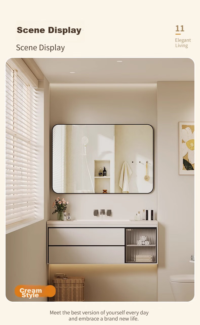 Quanpinwu Wall-Mounted Mirror Sticker Bathroom Mirror No-Drill Toilet Mirror Home Use High-Definition Glass Mirror 40x50cm 8