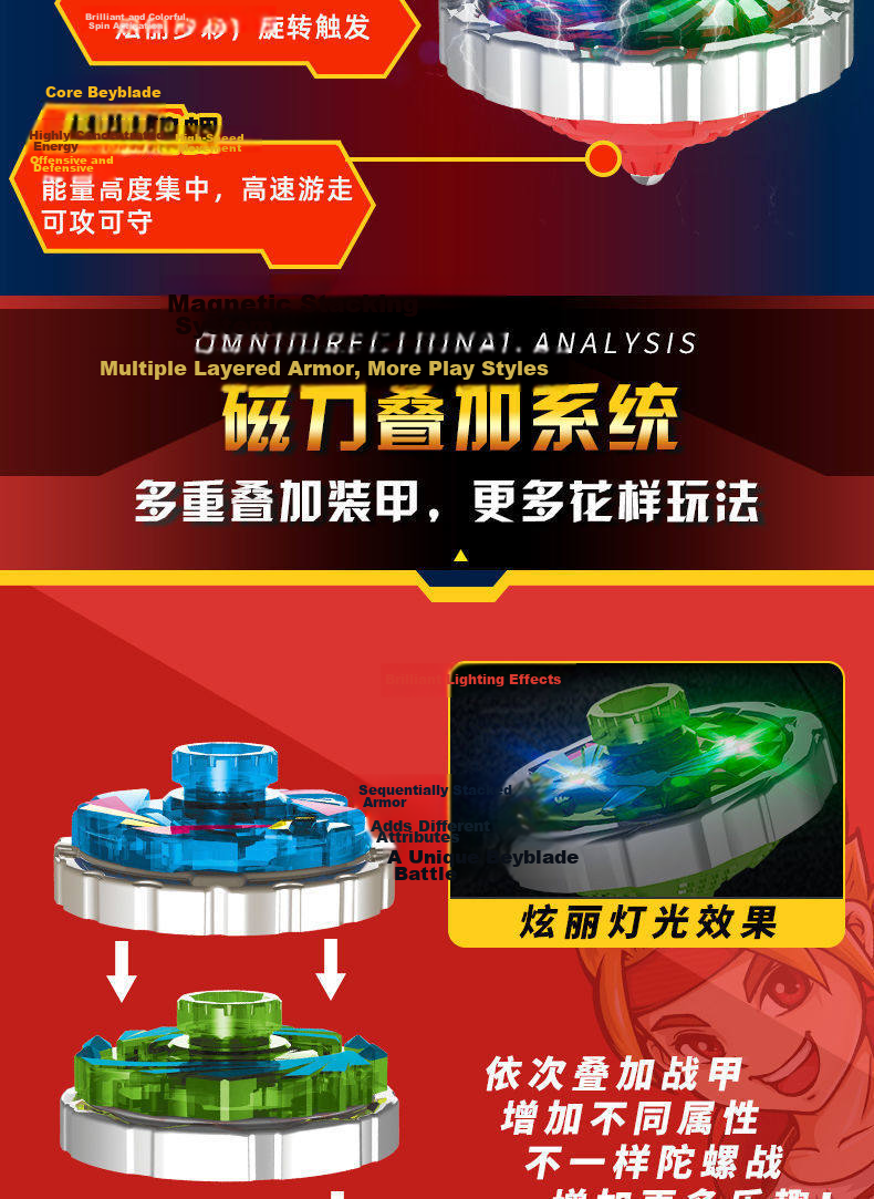 MAILE KID Alloy Gyro Battle Disk Combat Set Children's Toy Explosive Armor Attack Type Strong Offensive Launchable 3
