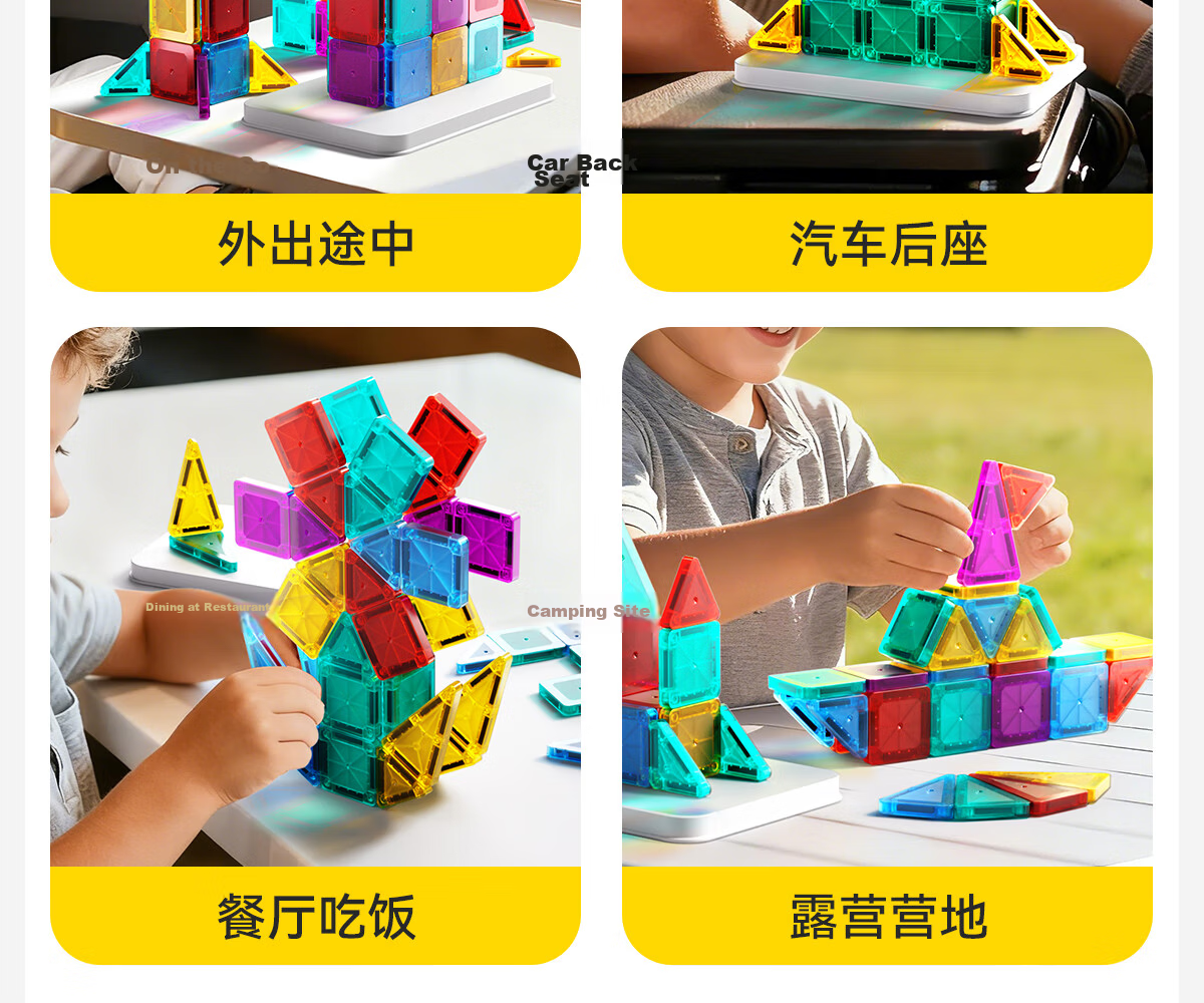 Xinge Diamond Surface Color Window Magnetic Tiles Children's Toy for Boys and Girls Ages 3-6 Magnetic Building Blocks Educational Birthday Gift 50 Pieces 8