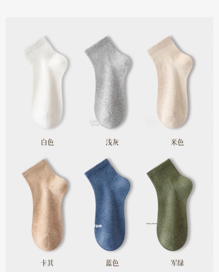 Langsha Men's Summer 100% Cotton 10A Antibacterial Odor-Resistant Breathable Sweat-Absorbing Low-Cut Casual Socks 13