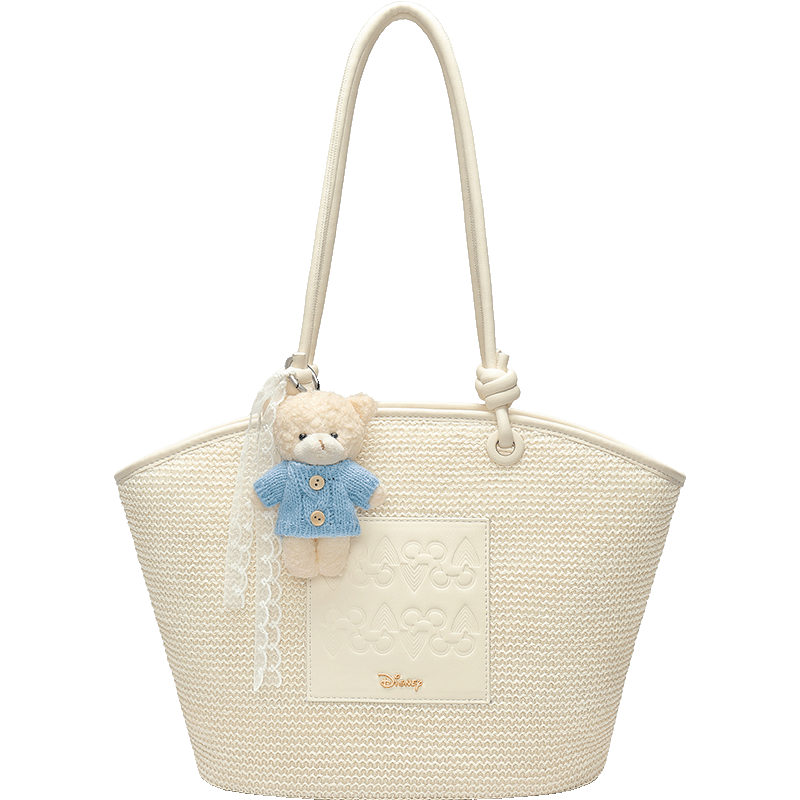 Disney Women's Fashion Woven Bag Vacation Straw Shoulder Tote Birthday Gift 2026 New Underarm Bag