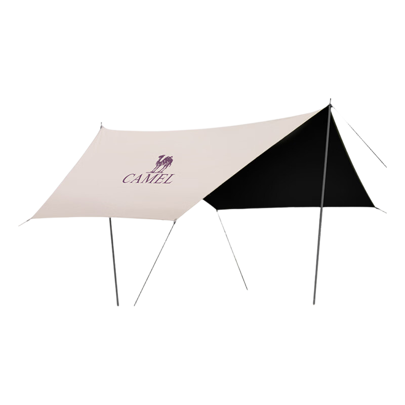 CAMEL [Hong] Outdoor Camping Hexagonal Butterfly-Shaped Black Tarpaulin Portable Rainproof Sun Protection A6B064-1A Sand Gold