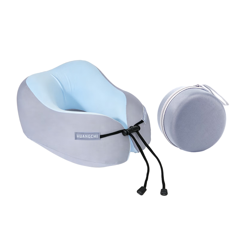 Huangchi U-Shaped Neck Pillow Memory Foam Travel Pillow Portable Blue