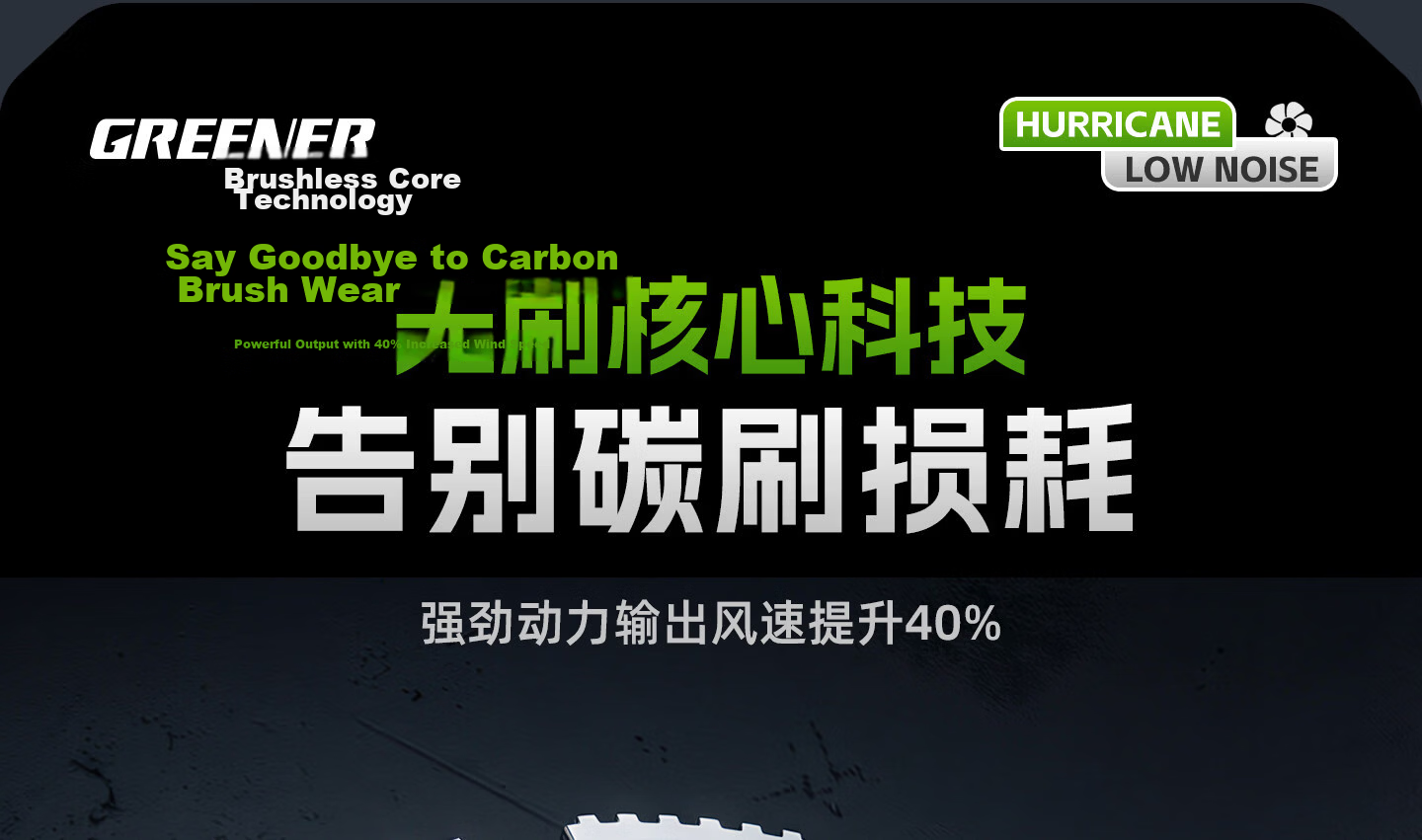 GREENER High-Power Turbo Fan Blower Dual-Use Blower and Vacuum Cleaner Car Wash Lithium Battery Blower 7.5Ah 4
