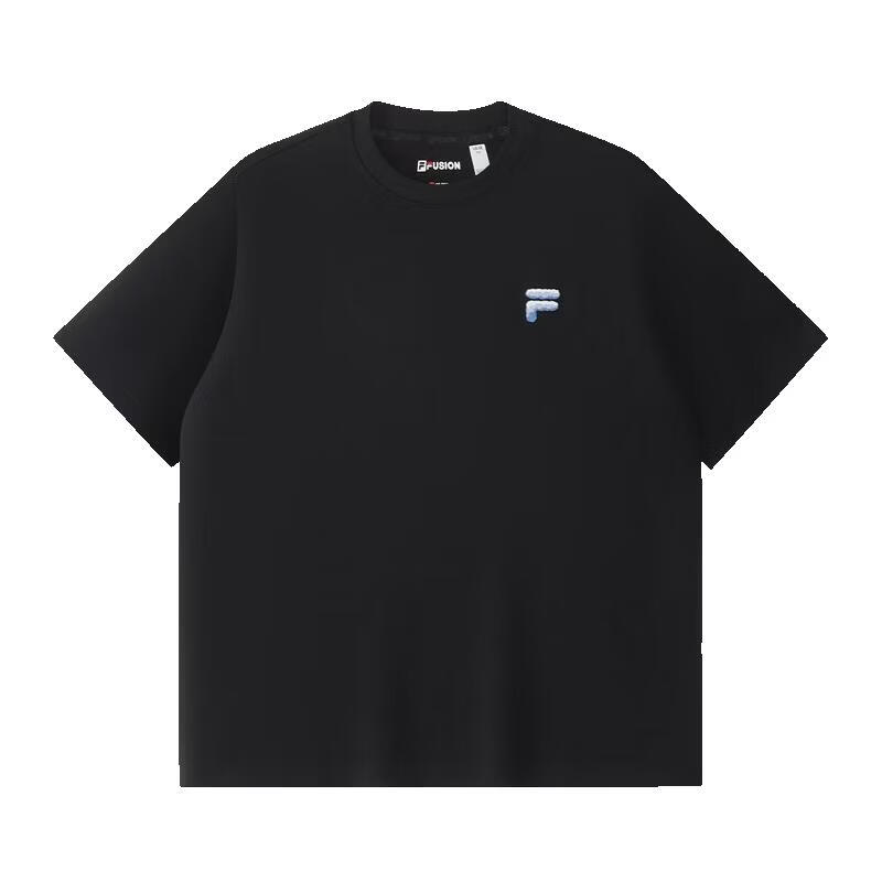 FILA FUSION Trendy Couple's Knitted Short Sleeve Shirt 2026 Summer Loose Fit Cool Cotton T-Shirt