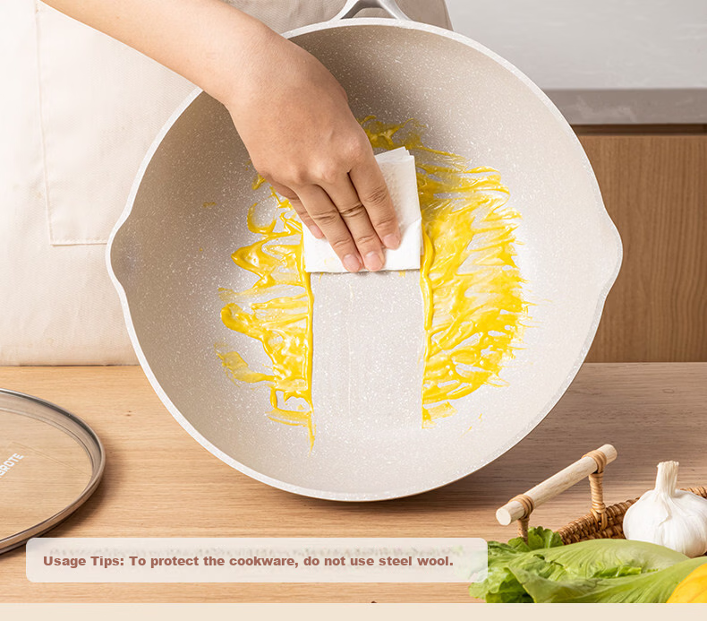 Carote Non-Stick Titanium Frying Pan Set 32cm Maifan Stone Flat Bottom Wok for Induction and Gas Stove 17
