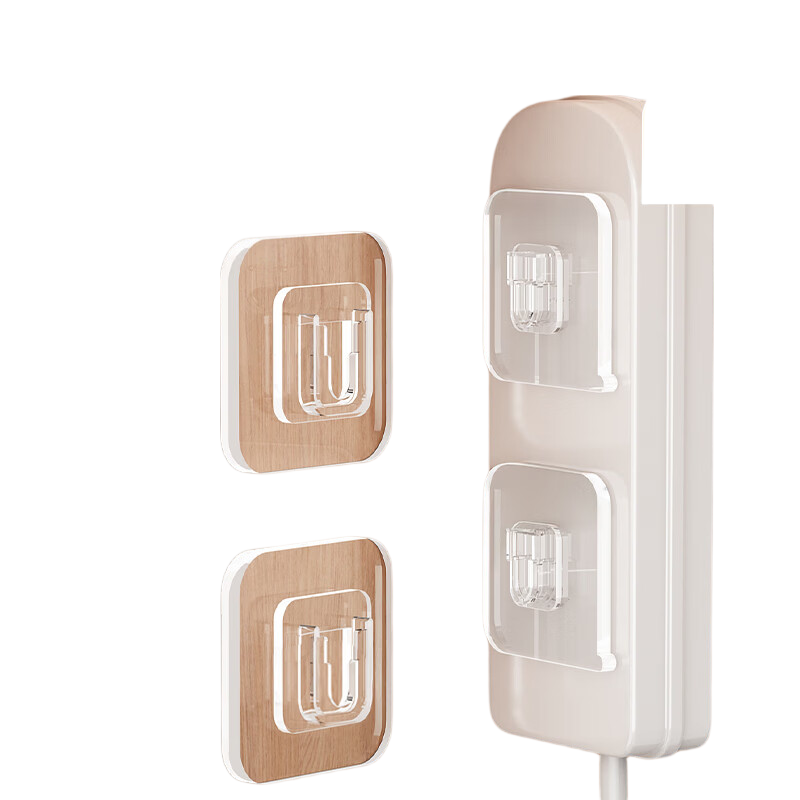 Baicaoyuan Strong Adhesive Hook Mother and Child Buckle, No Drilling, Power Strip Fixer, Dormitory Kitchen Wall-Mounted, Trace-Free Hanging Buckle, 10 Pairs