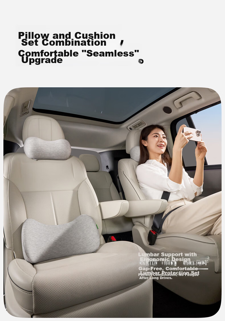 CICIDO Car Headrest and Lumbar Support Set Neck Protection Pillow Seat Cushion Car Neck Pillow Waist Support Cushion Lumbar Pad 12