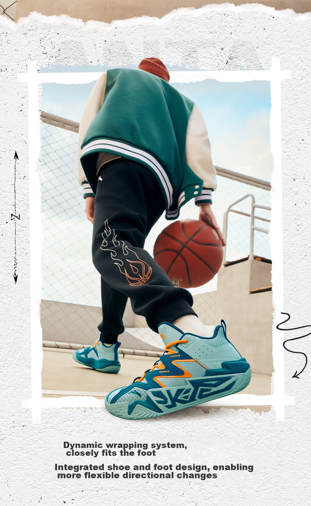Anta Kids Sports Shoes Boys Big Children Youth 6-12 Years Professional Durable Cement Basketball Shoes A12541103H 19