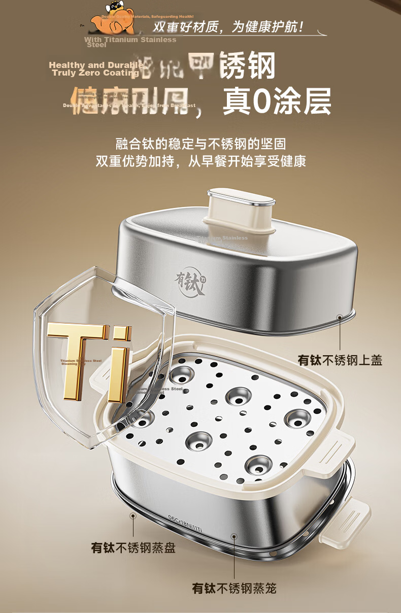 Bear Egg Cooker, Steamer, Automatic Power-Off Multifunctional All-In Breakfast Machine, Stainless Steel Egg Cooking And Steaming Device ZDQ-E12R2 4