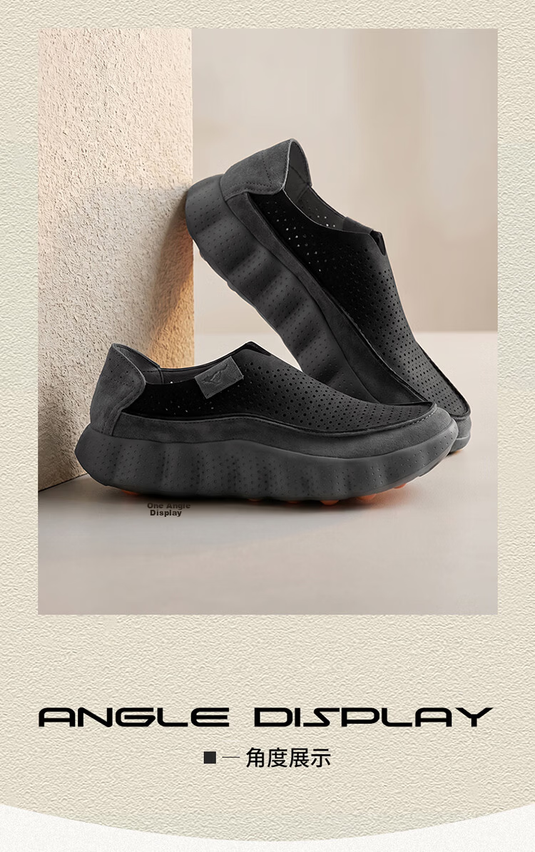 Seven Wolves Summer Breathable Men's Shoes 2026 New Style Perforated Hollow Slip-On Lightweight Comfortable Sports Sandals 36