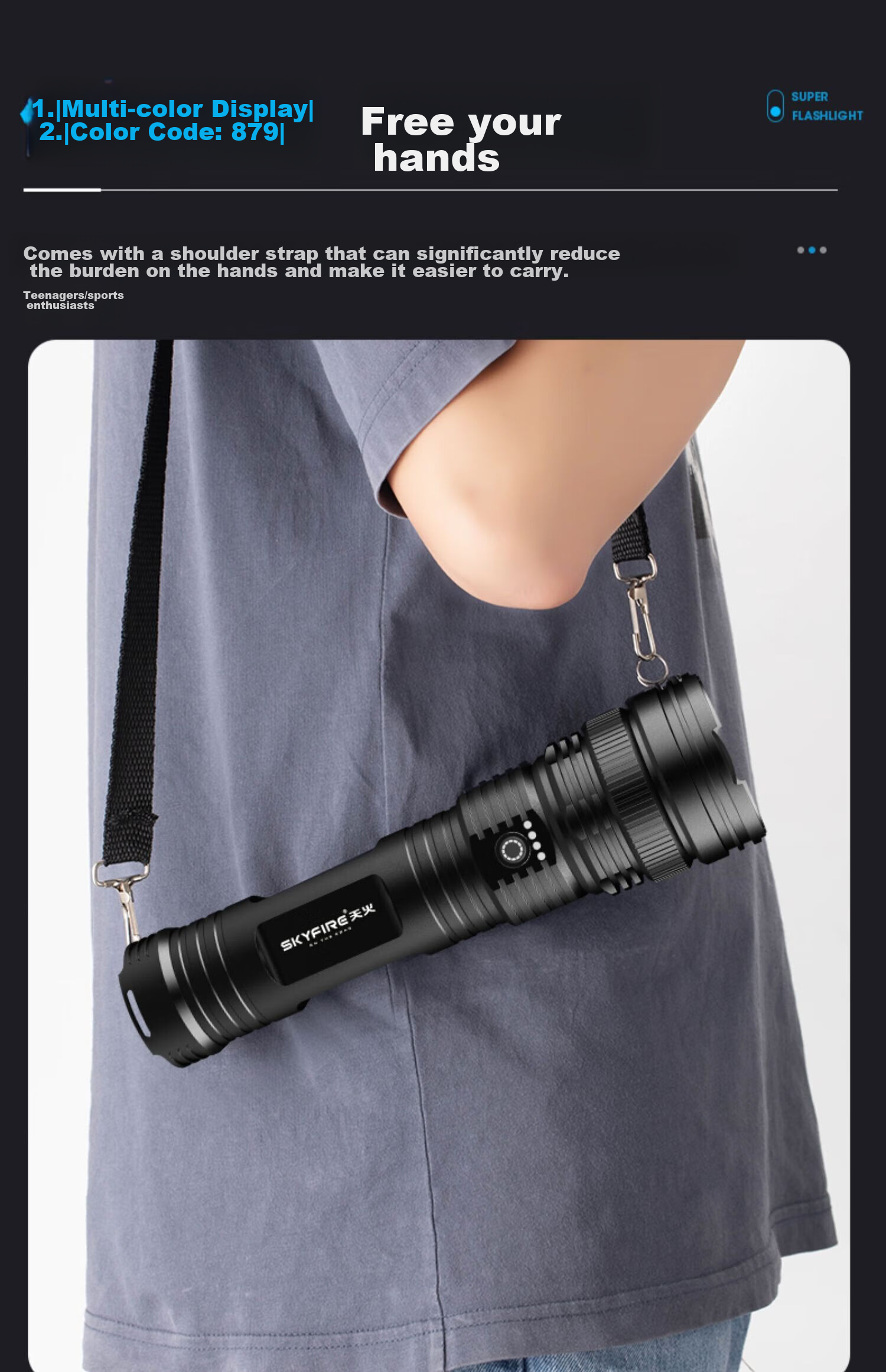SkyFire Flashlight: High Brightness, Zoomable, Long-Lasting Battery Life, Long-Range Illumination, Laser Outdoor Light with 40000mAh Capacity 18
