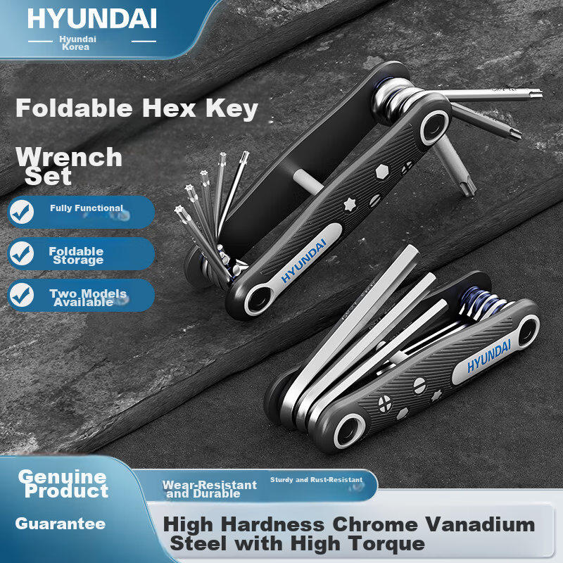 HYUNDAI Folding Metric Hex Key Wrench Set Multi-Functional Torx Hexagon Screwdriver Hex Wrench Full Set