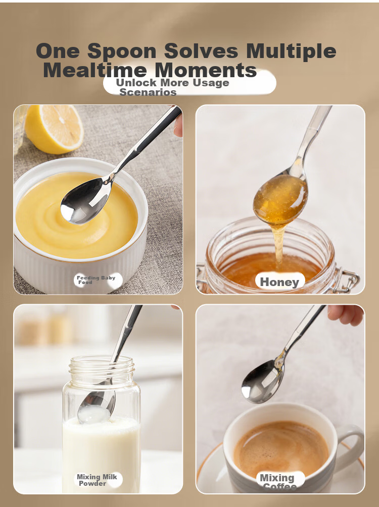 Banwu Life 316 Stainless Steel Feeding Spoon Baby Spoon Stirring Long Handle Children's Eating Training Spoon 14
