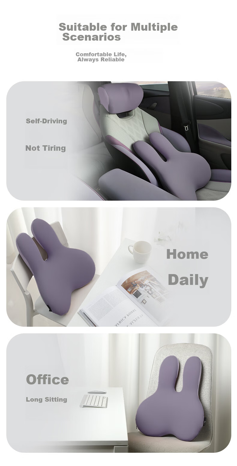 H.nos Car Lumbar Support Headrest Cushion Waist Pillow Car Backrest Female Driver Long-distance Travel New Energy Vehicle Neck Protection Set 12