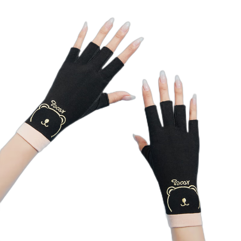 Bejirog Women's Summer UV Protection Sun Gloves, Thin Half-Finger Anti-Black Gloves for Manicure, Cycling, Driving, Non-Slip and Breathable