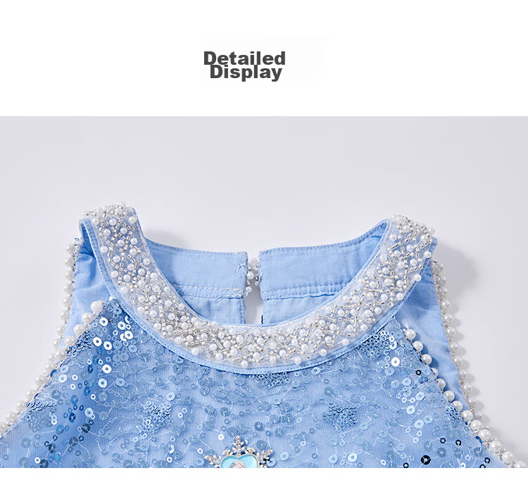 Disney Elsa Princess Dress Girls Summer 2026 New Children's Stylish Performance Costume Princess Style Kids Clothing 15