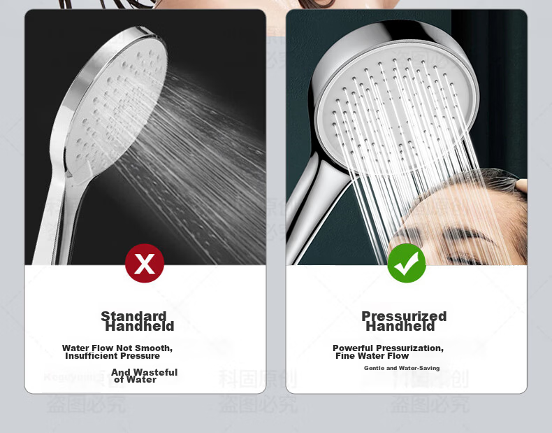 KEGOO Pressure Boosting Shower Head and Hose Two-Piece Set Universal Bathroom Large Panel Handheld Shower Head K4102 7