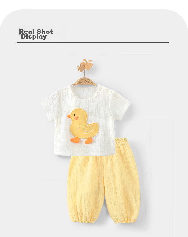 Youqi Baby Clothes Boys and Girls Summer Thin Short Sleeve Long Pants Set Toddler Boys Girls Summer Two-Piece Set 9
