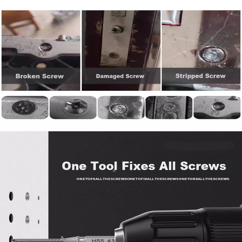 Gangyu Industrial Broken Screw Extractor Double-Ended Titanium Coated 5pc Plastic Box with Drill Bits Thread Repair Removal Tool 1