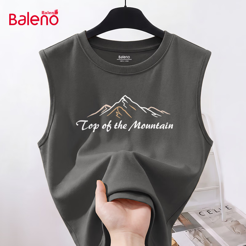 Baleno American Style Sleeveless Vest Men 2026 Summer Heavyweight Cotton Men's Fitness Sports Tank Top Youth Plus Size Sweatshirt 29