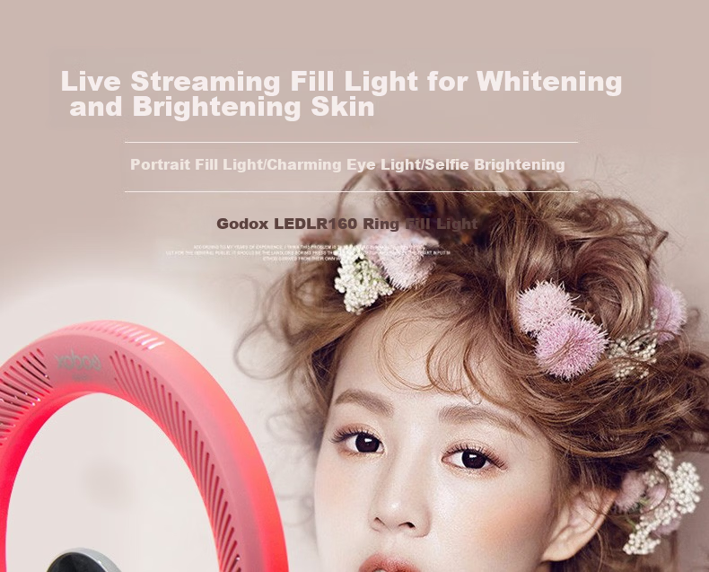Godox Ring Light LED LR160 Influencer Video Live Fill Light Beauty Light Photography Light TikTok Shooting Photo Light Mobile Selfie Adapter (Black) 1