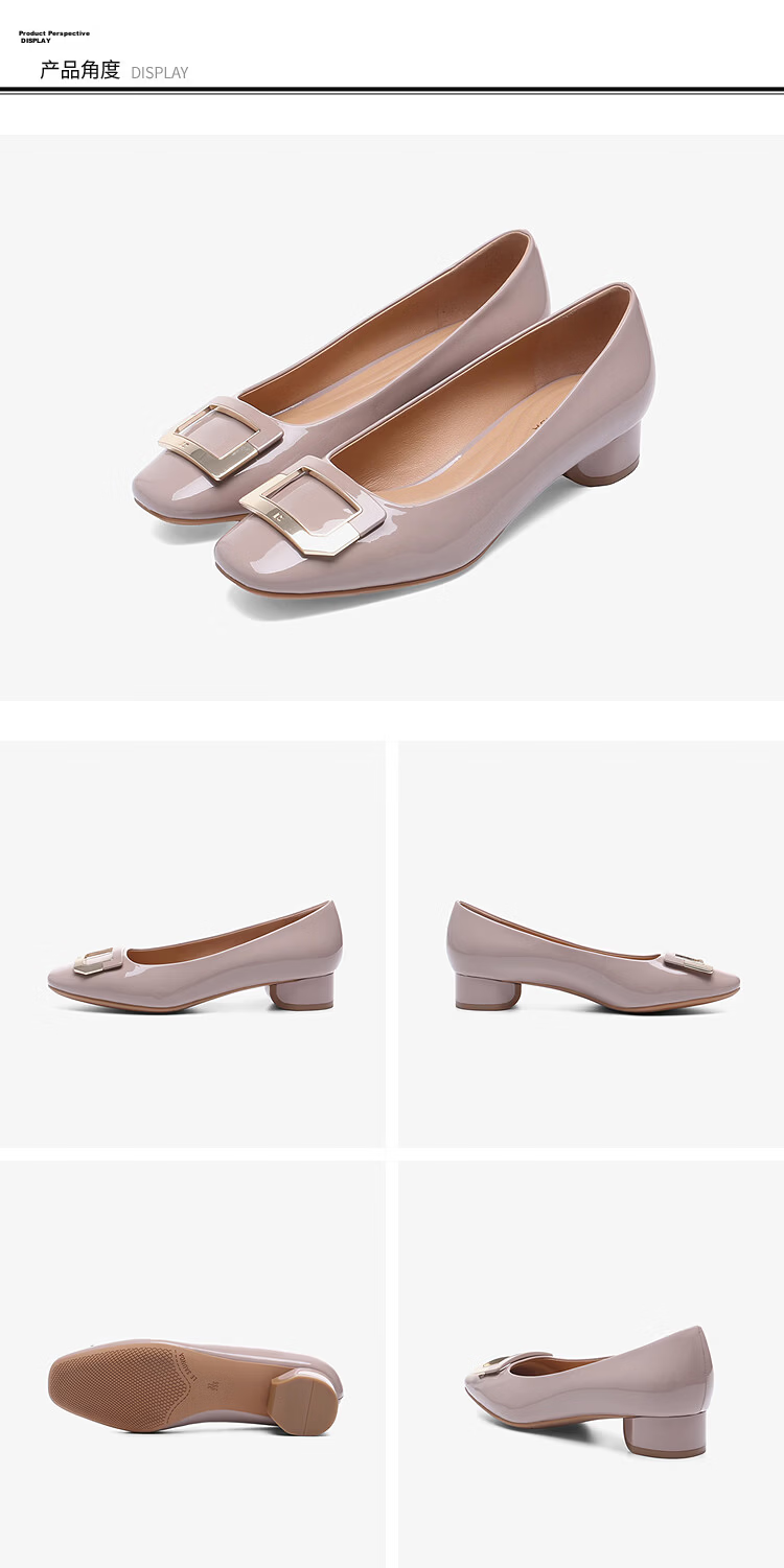 Le Saunda 26 New Simple Versatile Commuter Square Toe Low Heel Slip-On Flats Women 7M26703 Moonlight Gray GYP 36 13