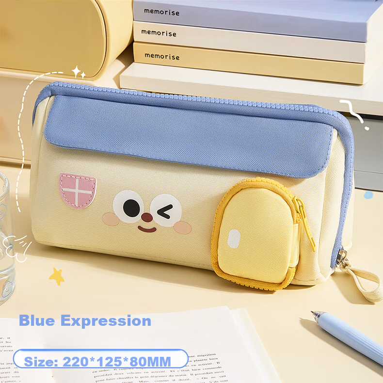 Kabaxiong 3D House Pencil Case Washable Canvas Large Capacity School Classroom Stationery Storage Cartoon Anime Green High Aesthetic 13