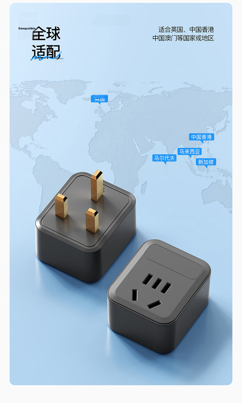 International Electrical British Standard Adapter Plug / Multi-Country Travel Socket / Socket Converter / UK Standard British Standard Hong Kong Version - Five-Hole British Standard Adapter Plug - Whi 9
