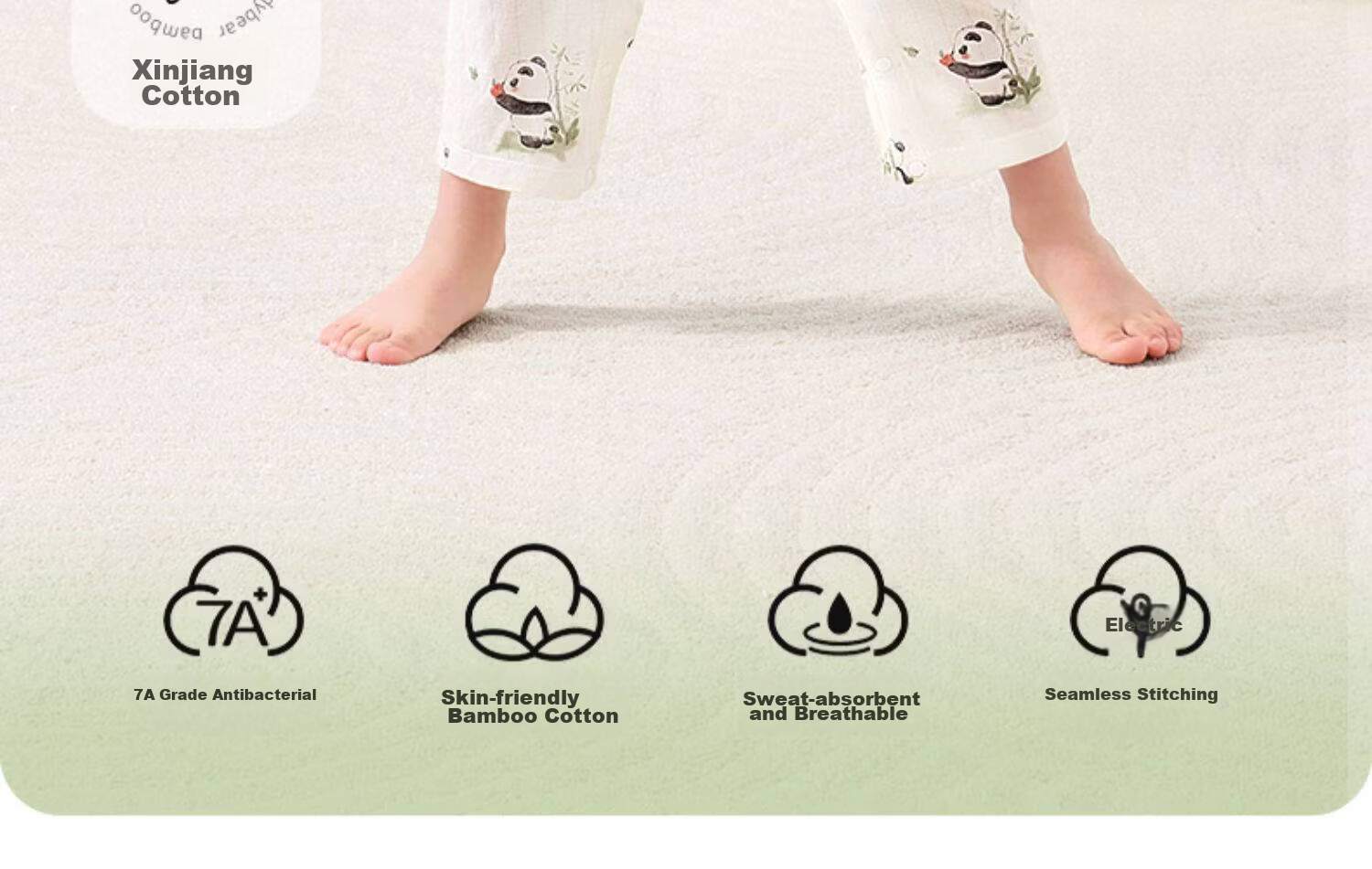 Kidsneed Children's One-Piece Pajamas Baby Summer Lightweight Unisex Air-Conditioned Homewear Romper 2
