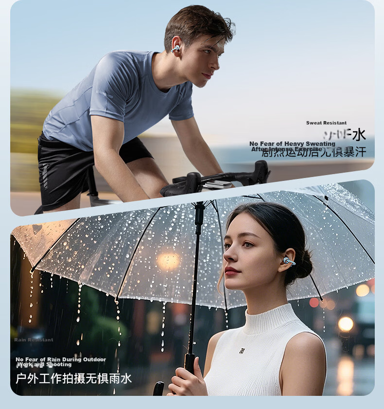 Xiaodu 2026 Latest G200 Bluetooth Ear Clip Bone Conduction Wireless Open Smart Noise-Cancelling Long Battery Life Earphones Compatible with Apple Huawei Lily White 13