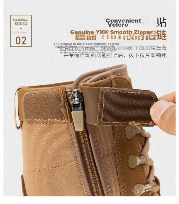 Jihua 3535 New Style Brown 2L Combat Boots Carbon Plate Ultra-Light High-Top Genuine Leather Waterproof Breathable Durable Tactical Hiking Shoes Size 42 (260) 17
