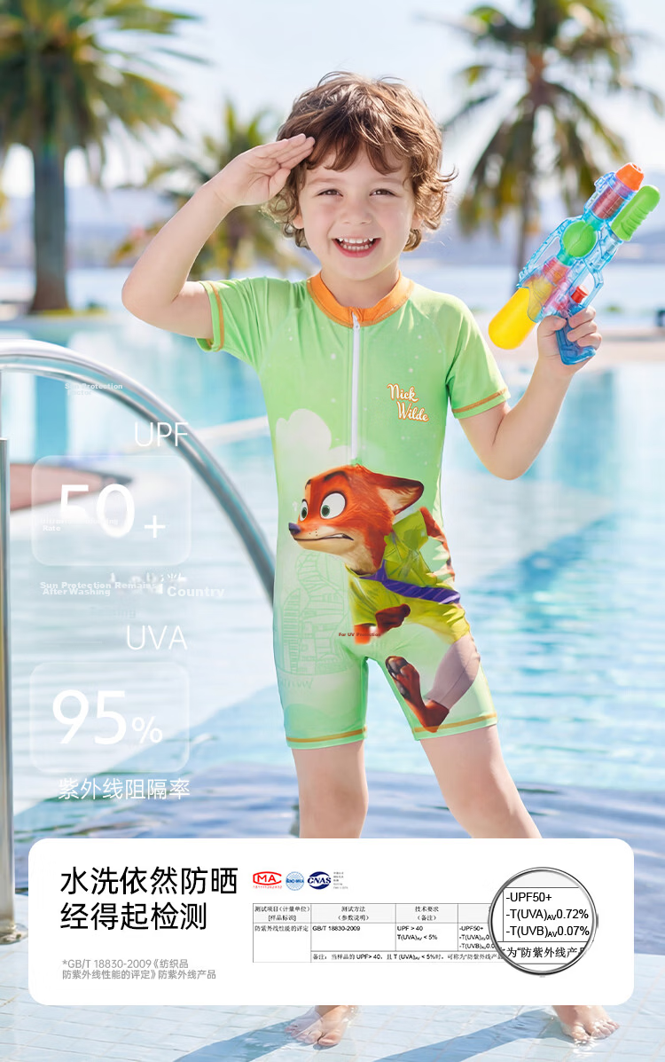Disney Kids Boys One-Piece Swimwear Zootopia Nick Wilde Green D36232S2G Size 150 9