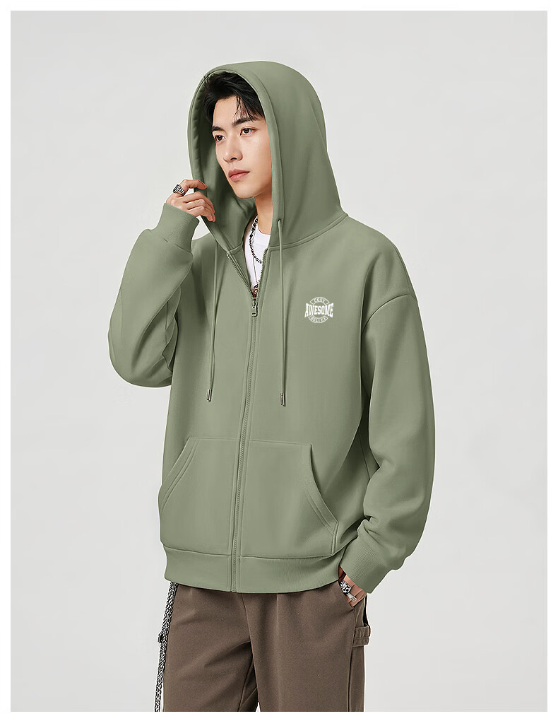 Baleno Men's Cardigan Hoodie American Style Casual Sports Hooded Sweatshirt Loose Fit Large Size Jacket for Spring and Autumn 12