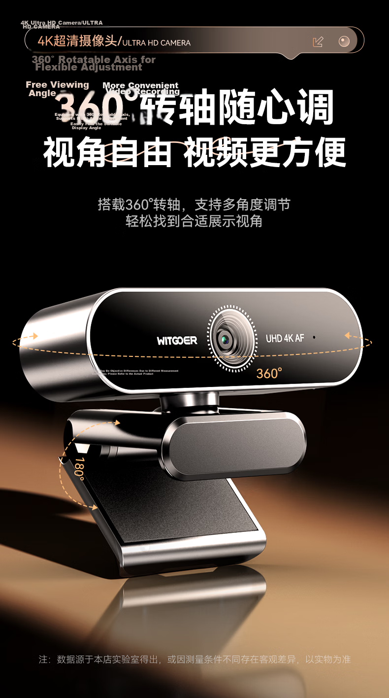 WITGOER [Over 300,000 Sold] 4K HD Webcam USB Wide-Angle Dual Microphones Auto Focus for Desktop And Laptop Computers Video Calls Meetings Exams Interviews Live Streaming 10