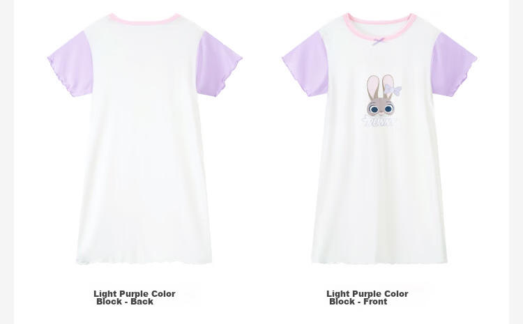 Disney Kids Modal Summer Thin Short Sleeve Nightdress Rabbit Police Girl Homewear Blue 130 11