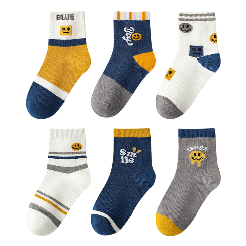 LangSha Kids Boys Mid-Calf Socks Spring Autumn Comfortable Sweat-Absorbing Breathable Antibacterial Cotton Sports Socks for School Children