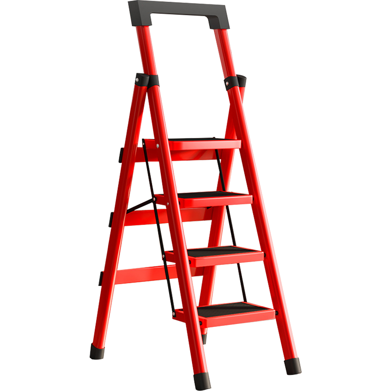Warner New Household Folding A-Frame Ladder Multi-Functional Single-Sided Step Ladder TZ08 Red 4-Step Ladder