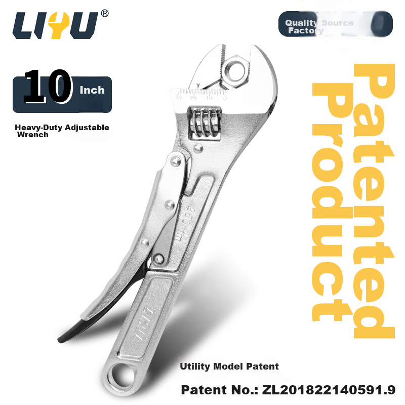 Liyu Heavy-Duty Adjustable Wrench 10 Inch Multi-Functional Open-End Plumbing Wrench