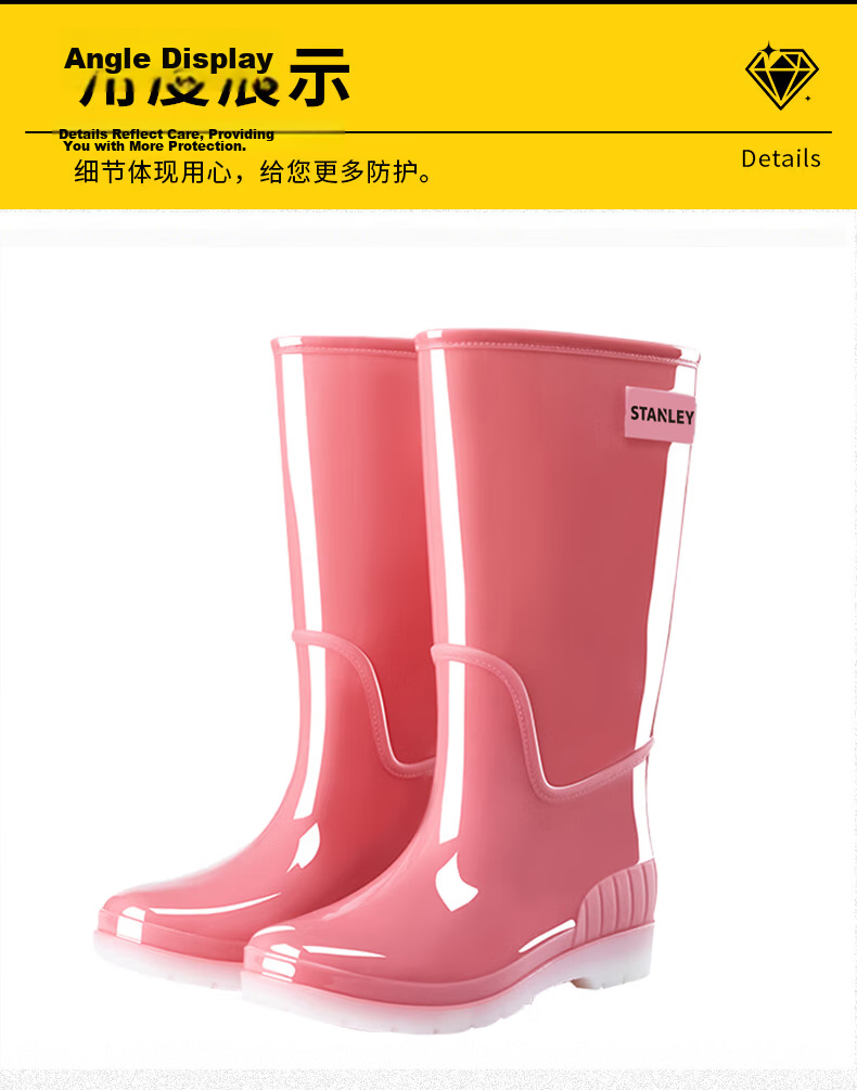 STANLEY Men's High-Cut Rain Boots Non-Slip Wear-Resistant Waterproof Lightweight Comfortable Breathable Fashion High-Cut Rain Boots Size 44 21