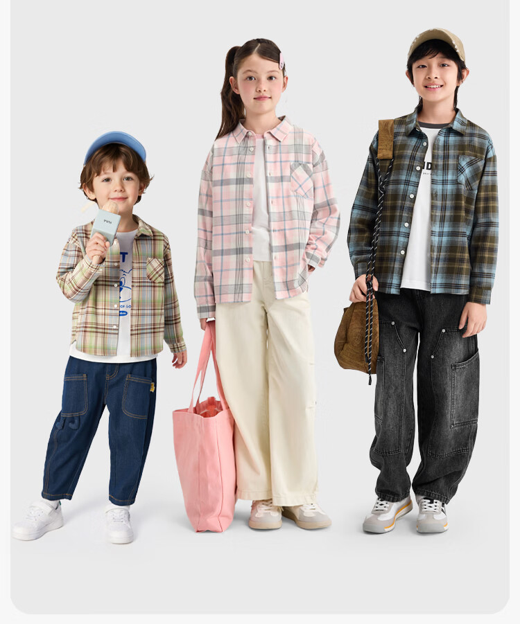 Balabala Kids Long Sleeve Shirt Baby Clothes Boys Girls 2026 New Spring Plaid Shirt Jacket 9