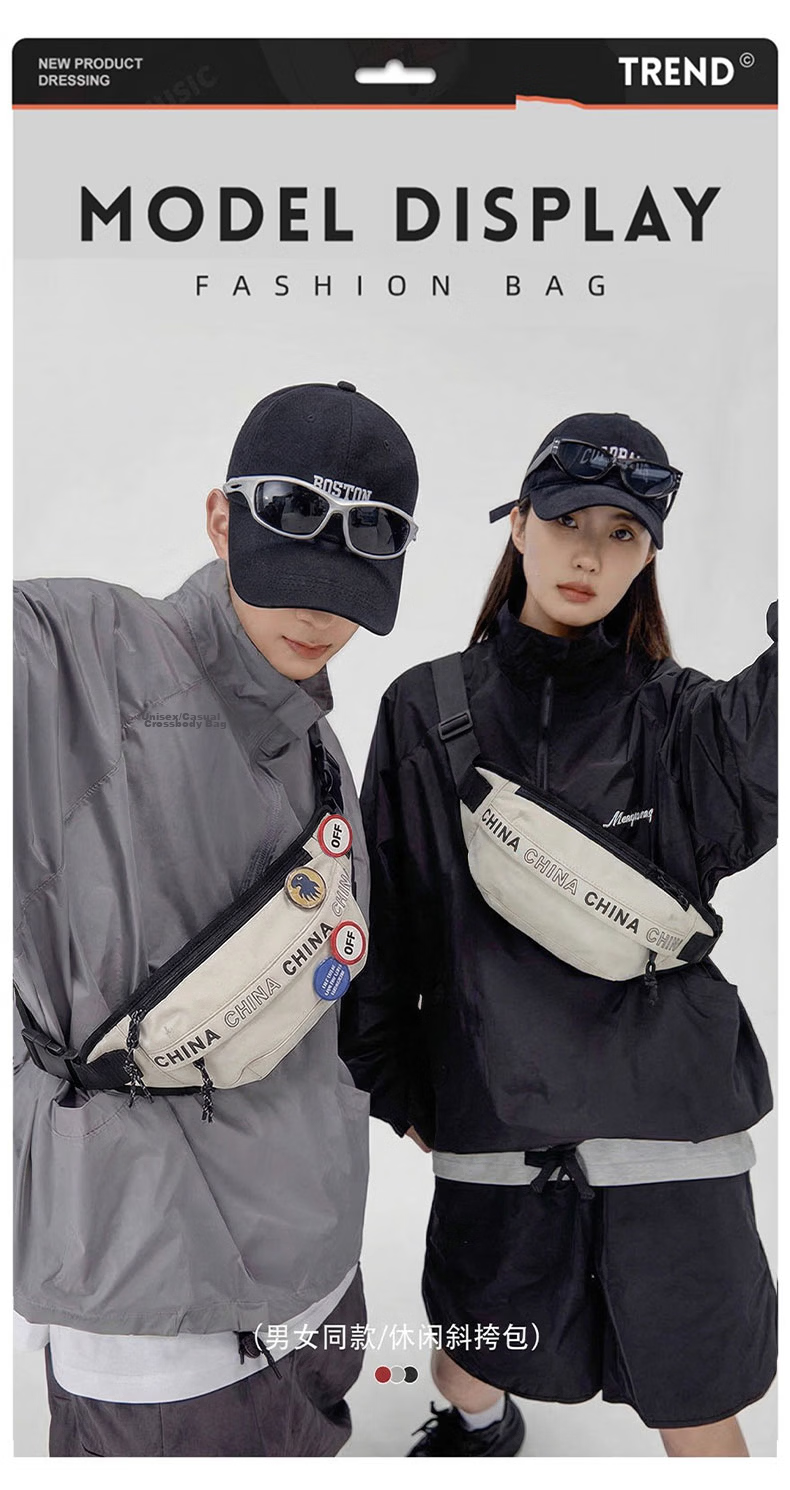 Warrior Men's Crossbody Bag Trendy Hong Kong Style Chest Bag Large Capacity Student Casual Shoulder Bag Cycling Sports Waist Chest Bag 2