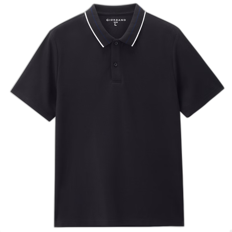 Giordano 2026 Summer New Black Technology Cooling Antibacterial Color-Block Collar Short Sleeve Polo Shirt Men 13016215