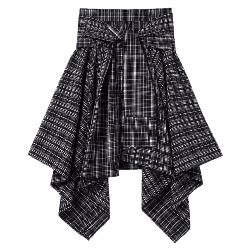TonLion 2026 Spring Summer Women's Plaid Convertible Skirt Fashion Casual High-End Convertible Strapless Skirt